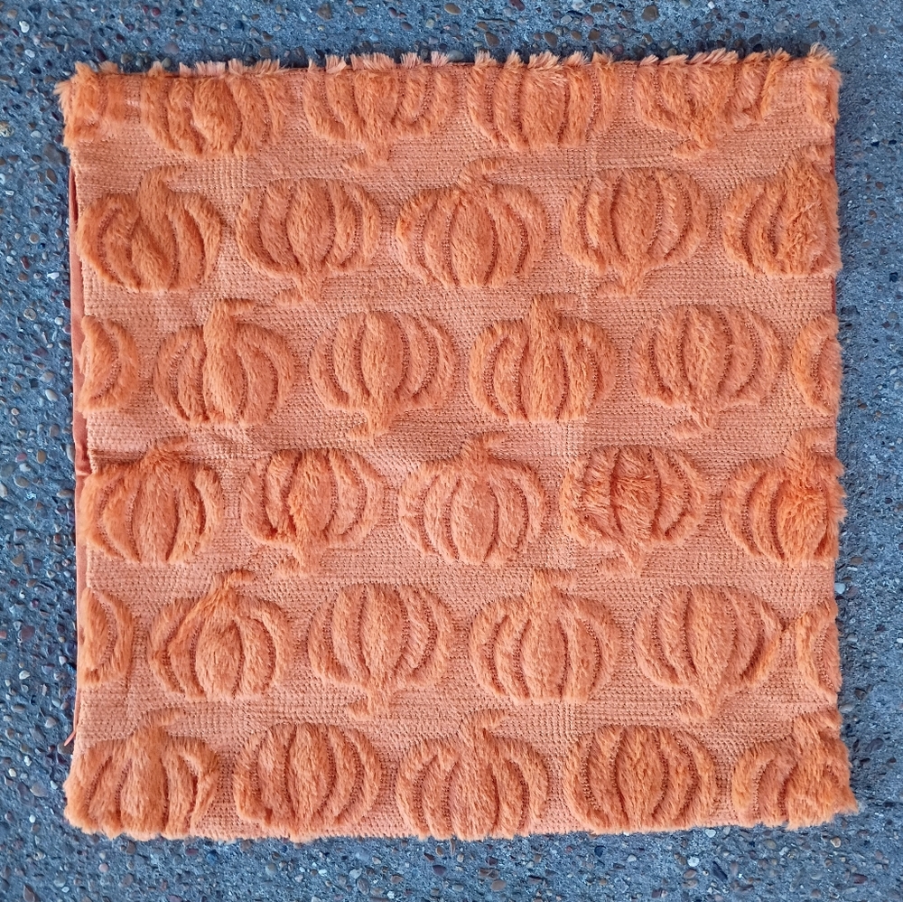 2/$10 Orange Pumpkin Pattern Textured Throw Pillow Cover Case